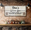 Personalized Rustic Garage Sign for Home Bar: Enhance Your Man Cave Wall Decor with Personalized Basement Bar Sign by Tailored Canvases