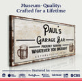 Personalized Rustic Garage Sign for Home Bar: Enhance Your Man Cave Wall Decor with Personalized Basement Bar Sign by Tailored Canvases