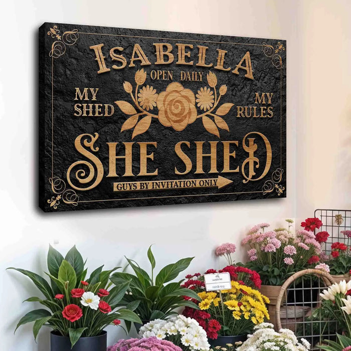 Personalized She Shed Sign V by Tailored Canvases