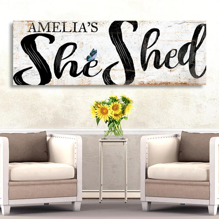 Personalized She Shed Sign VIII by Tailored Canvases
