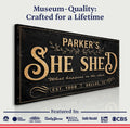 Personalized She Shed Sign XX by Tailored Canvases