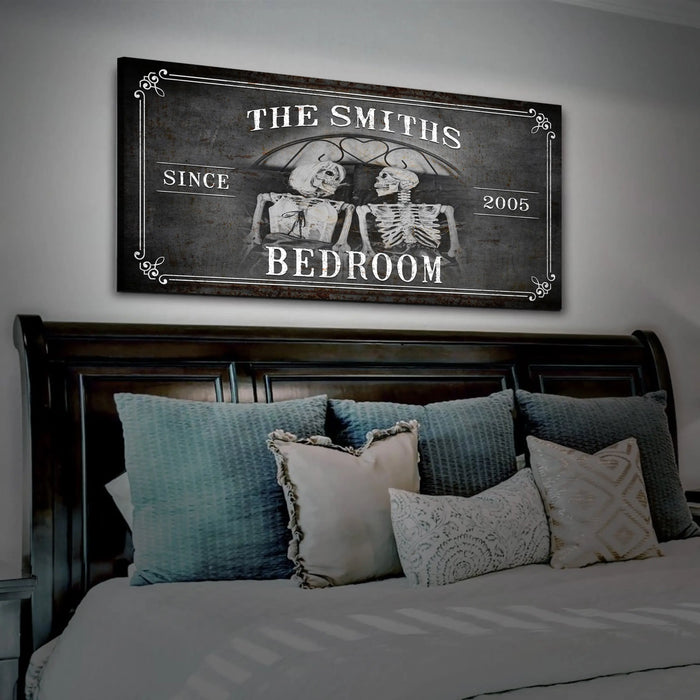 Personalized Skeleton Bedroom Sign - Gothic Art For Bedroom by Tailored Canvases