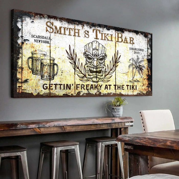 Personalized Tiki Bar Sign: Custom Bar Signs for Home Bar – Ideal For Your Basement Bar Or Man Cave Decor by Tailored Canvases