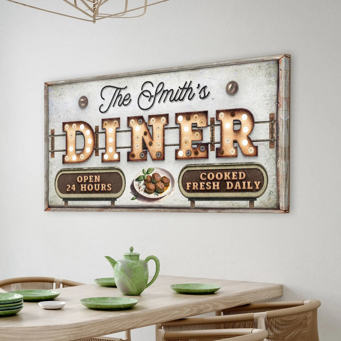 Personalized Vintage Diner Sign by Tailored Canvases