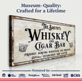 Personalized Whiskey and Cigar Bar Sign by Tailored Canvases