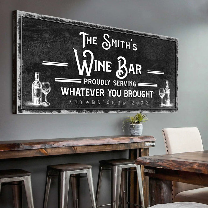 Personalized Wine Bar Sign by Tailored Canvases