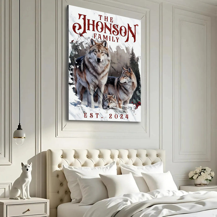 Personalized Wolf Family Wall Art by Tailored Canvases