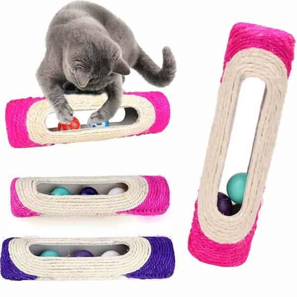 Pet Cat Rolling Sisal Scratching Post Trapped With 3 Ball Training Novely Toy by DailySale