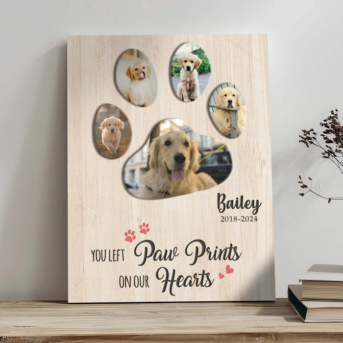 Pet Memorial Sign You Left Paw Prints On Our Hearts II by Tailored Canvases