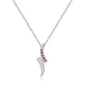 Petite Round cut Genuine Ruby Pendant Necklace with White Sapphire by Fine Color Jewels