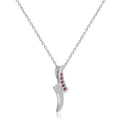 Petite Round cut Genuine Ruby Pendant Necklace with White Sapphire by Fine Color Jewels