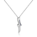 Petite Round Genuine Blue Sapphire Pendant Necklace with White Sapphire by Fine Color Jewels