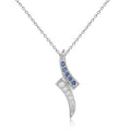Petite Round Genuine Blue Sapphire Pendant Necklace with White Sapphire by Fine Color Jewels