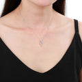 Petite Round Genuine Blue Sapphire Pendant Necklace with White Sapphire by Fine Color Jewels
