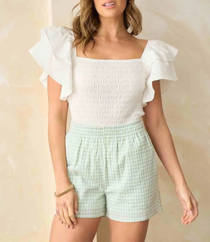 Phoenix Checkered Shorts - Mint by Boutique 23