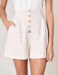 Piedra Gingham High Waisted Shorts by Boutique 23
