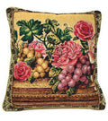 DaDa Bedding Set of 2-Pieces Parade Fruit & Roses Garden Tapestry Throw Pillow Covers w/ Inserts - 18" x 18" by DaDalogy Bedding Collection