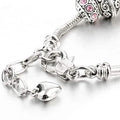Pink Crystal Love Heart Bead Glass Charm Bracelet with Extender by DailySale