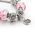 Pink Crystal Love Heart Bead Glass Charm Bracelet with Extender by DailySale