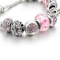 Pink Crystal Love Heart Bead Glass Charm Bracelet with Extender by DailySale