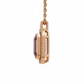 Pink Gold Emerald Cut Amethyst Pendant Necklace by Fine Color Jewels