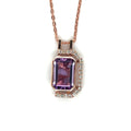 Pink Gold Emerald Cut Amethyst Pendant Necklace by Fine Color Jewels