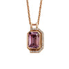 Pink Gold Emerald Cut Amethyst Pendant Necklace