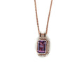 Pink Gold Emerald Cut Amethyst Pendant Necklace by Fine Color Jewels