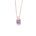 Pink Gold Emerald Cut Amethyst Pendant Necklace by Fine Color Jewels