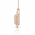 Pink Gold Rose Quartz Emerald Cut Pendant Necklace by Fine Color Jewels