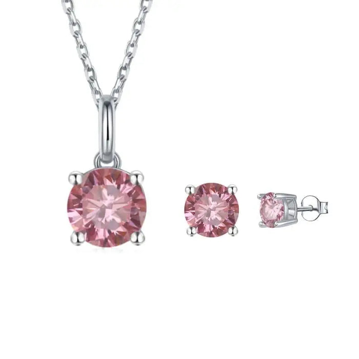 Pink Moissanite Jewelry Set by Fine Color Jewels