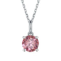Pink Moissanite Solitiare Necklace by Fine Color Jewels