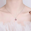 Pink Moissanite Solitiare Necklace by Fine Color Jewels