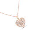 Pink Morganite Prong 18K Rose Gold Over Silver Heart Cluster Pendant Necklace by Fine Color Jewels