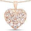 Pink Morganite Prong 18K Rose Gold Over Silver Heart Cluster Pendant Necklace