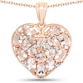 Pink Morganite Prong 18K Rose Gold Over Silver Heart Cluster Pendant Necklace by Fine Color Jewels