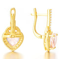 Pink Natural Rose Quartz Sterling Silver Heart Earrings by Fine Color Jewels