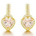 Pink Natural Rose Quartz Sterling Silver Heart Earrings by Fine Color Jewels