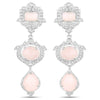 Pink Opal Bezel Sterling Silver Drop Dangle Earrings