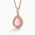 Pink Opal Teardrop Pendant Necklace by Fine Color Jewels