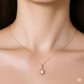 Pink Opal Teardrop Pendant Necklace by Fine Color Jewels