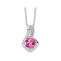 Pink Sapphire and Diamond Pendant Necklace by Fine Color Jewels
