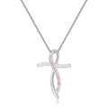 Pink Sapphire Cross Necklace by Fine Color Jewels