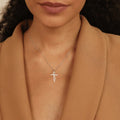 Pink Sapphire Cross Necklace by Fine Color Jewels