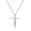 Pink Sapphire Cross Necklace by Fine Color Jewels