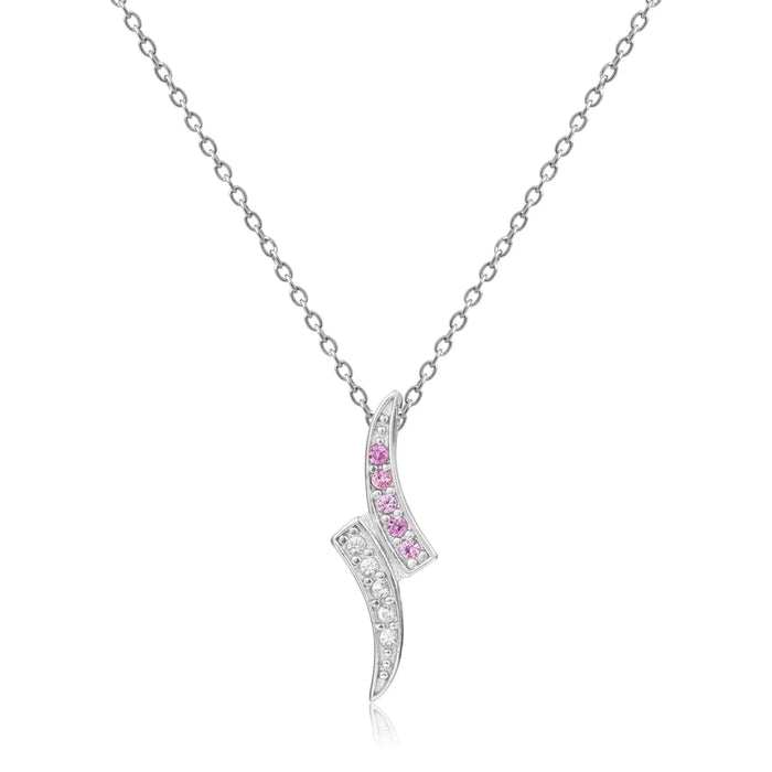 Pink Sapphire Dainty Pendant Necklace by Fine Color Jewels