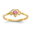 Pink Tourmaline Birthstone Heart Ring 10K Yellow Gold