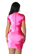 Pink Camo Mock Neck Mini Dress by The House of Stylez