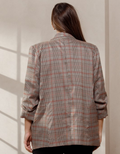 Plaid Collared Blazer - Taupe by Boutique 23
