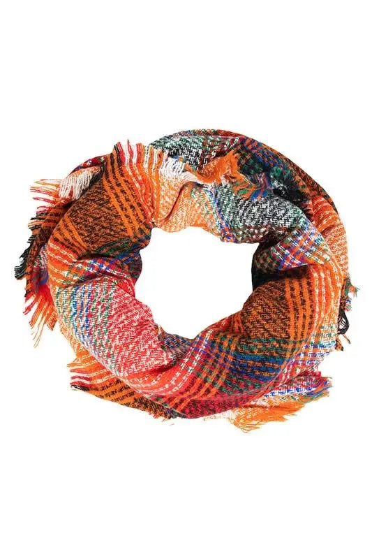 Plaid Pattern Infinity Scarf by Boutique 23